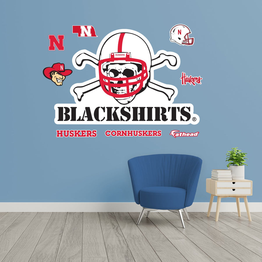 Nebraska Cornhuskers - RealBig Blackshirts Logo Collection - Official NCAA - Reusable Vinyl Wall Decals