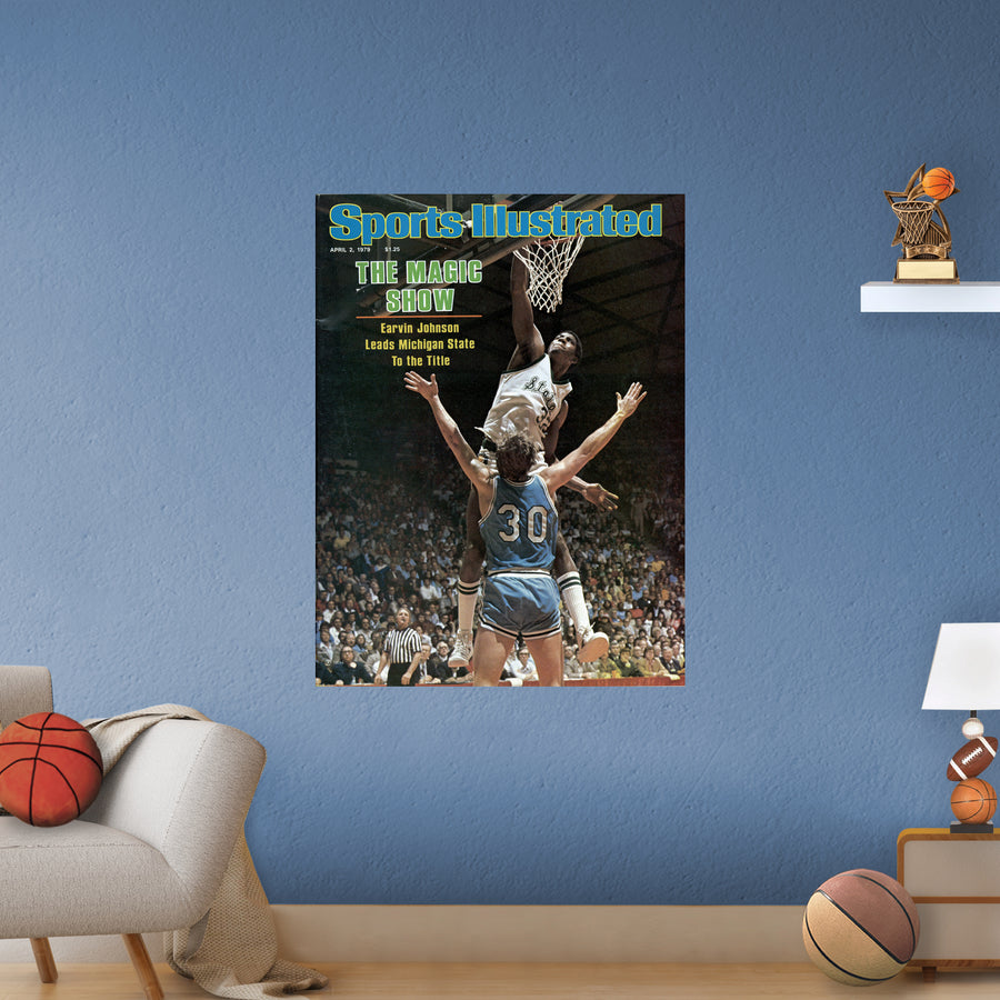 Magic Johnson - April 1979 Sports Illustrated Cover - Peel & Stick Poster - Official NCAA - Michigan State Spartans - Reusable Vinyl Wall Decal