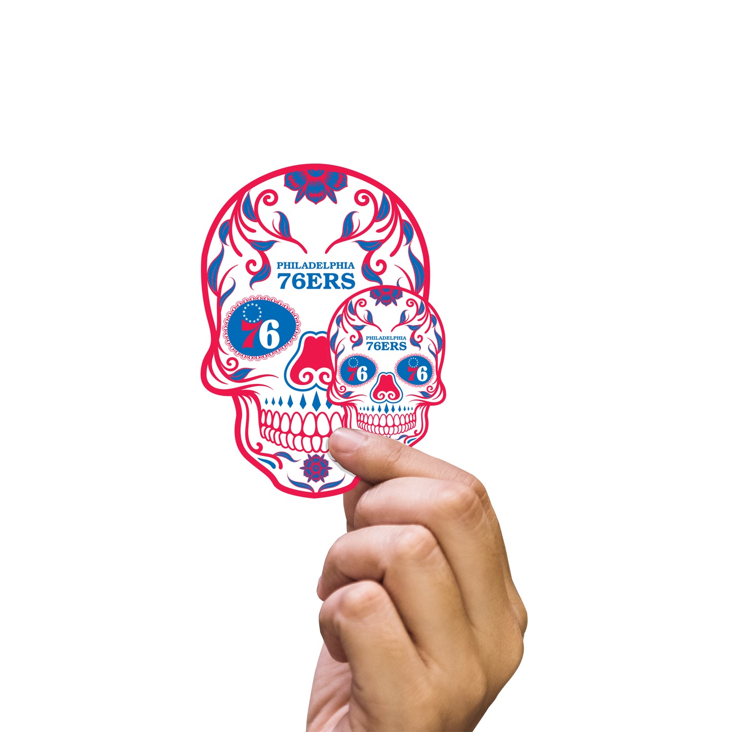 Sheet of 5 -Philadelphia 76ers: Skull Minis - Officially Licensed NBA Removable Adhesive Decal