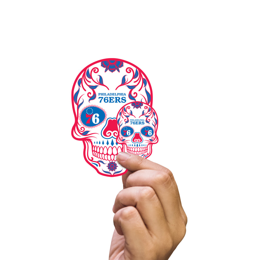 Philadelphia 76ers - 5 Sugar Skull Logo Minis (Mixed Sizes) - Official NBA - Reusable Vinyl Decals