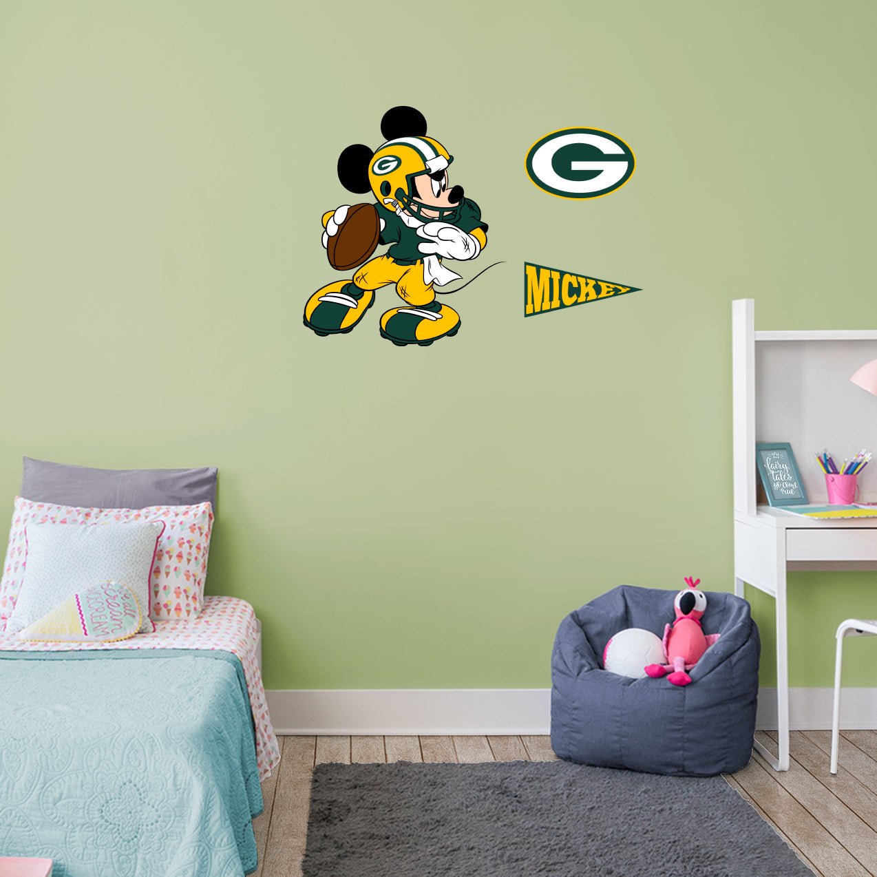 Green Bay Packers: Mickey Mouse - Officially Licensed NFL Removable Adhesive Decal