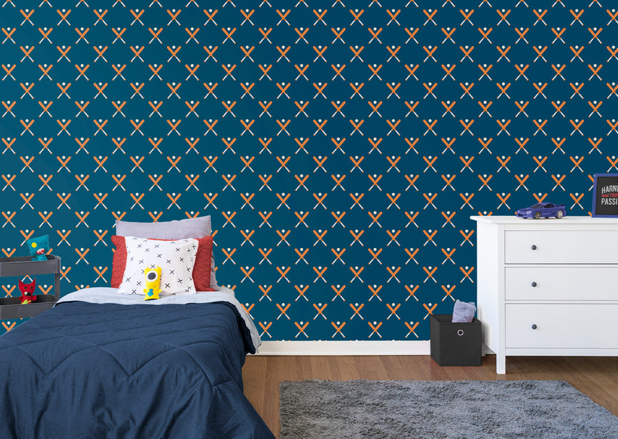 Homerun-hit Wonder - Navy  - Peel & Stick Wallpaper