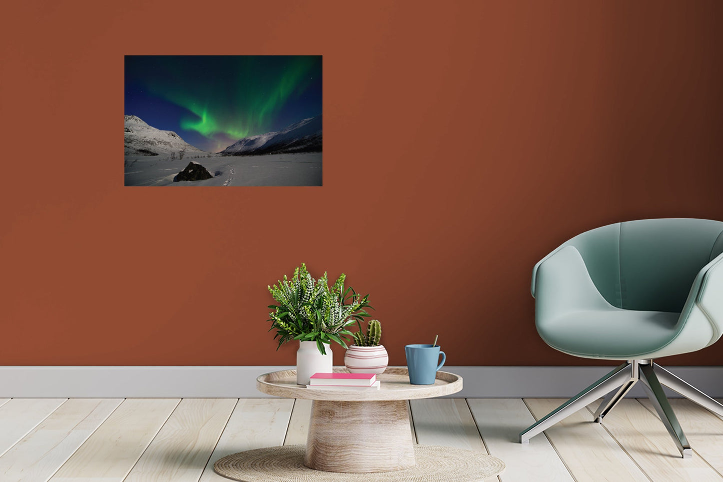 Popular Landmarks: Aurora Borealis Realistic Poster - Removable Adhesive Decal