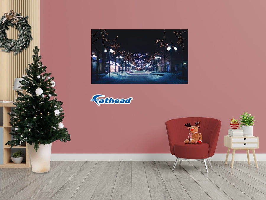 Christmas: Festive Street Poster - Removable Adhesive Decal
