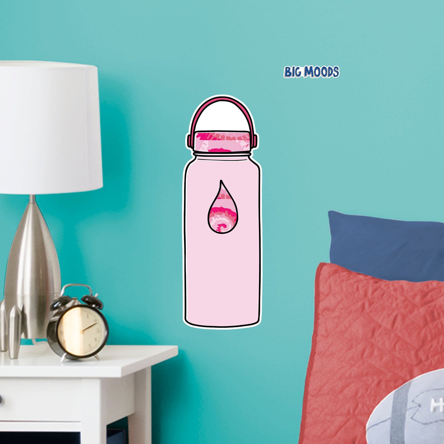 Water Flask (Pink)        - Officially Licensed Big Moods Removable     Adhesive Decal