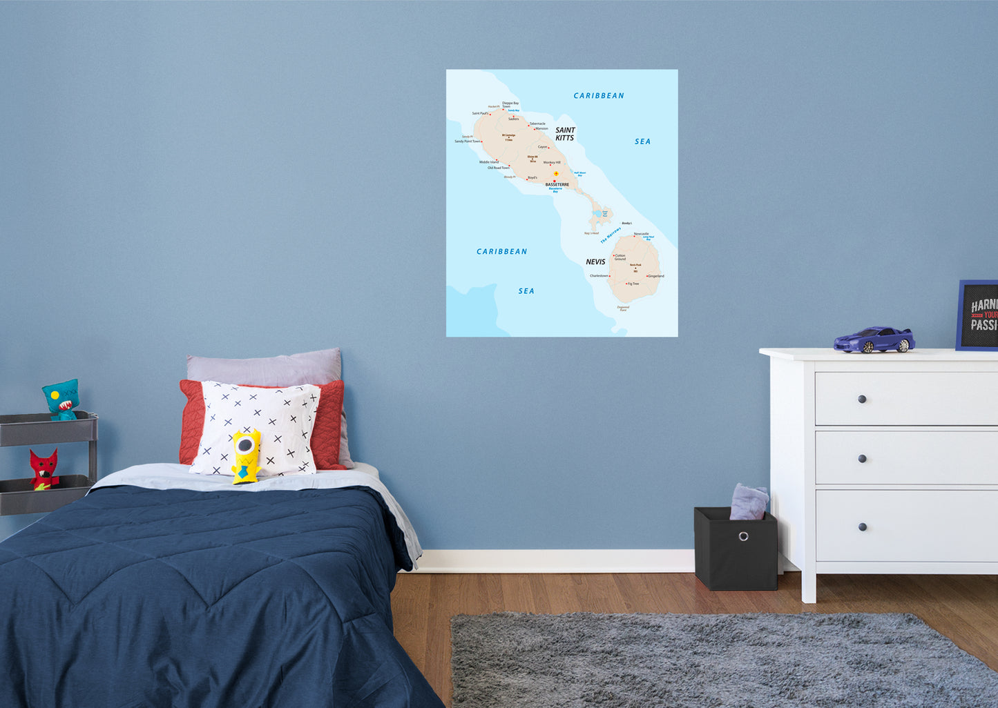 Maps of North America: Saint Kitts and Nevis Mural        -   Removable Wall   Adhesive Decal