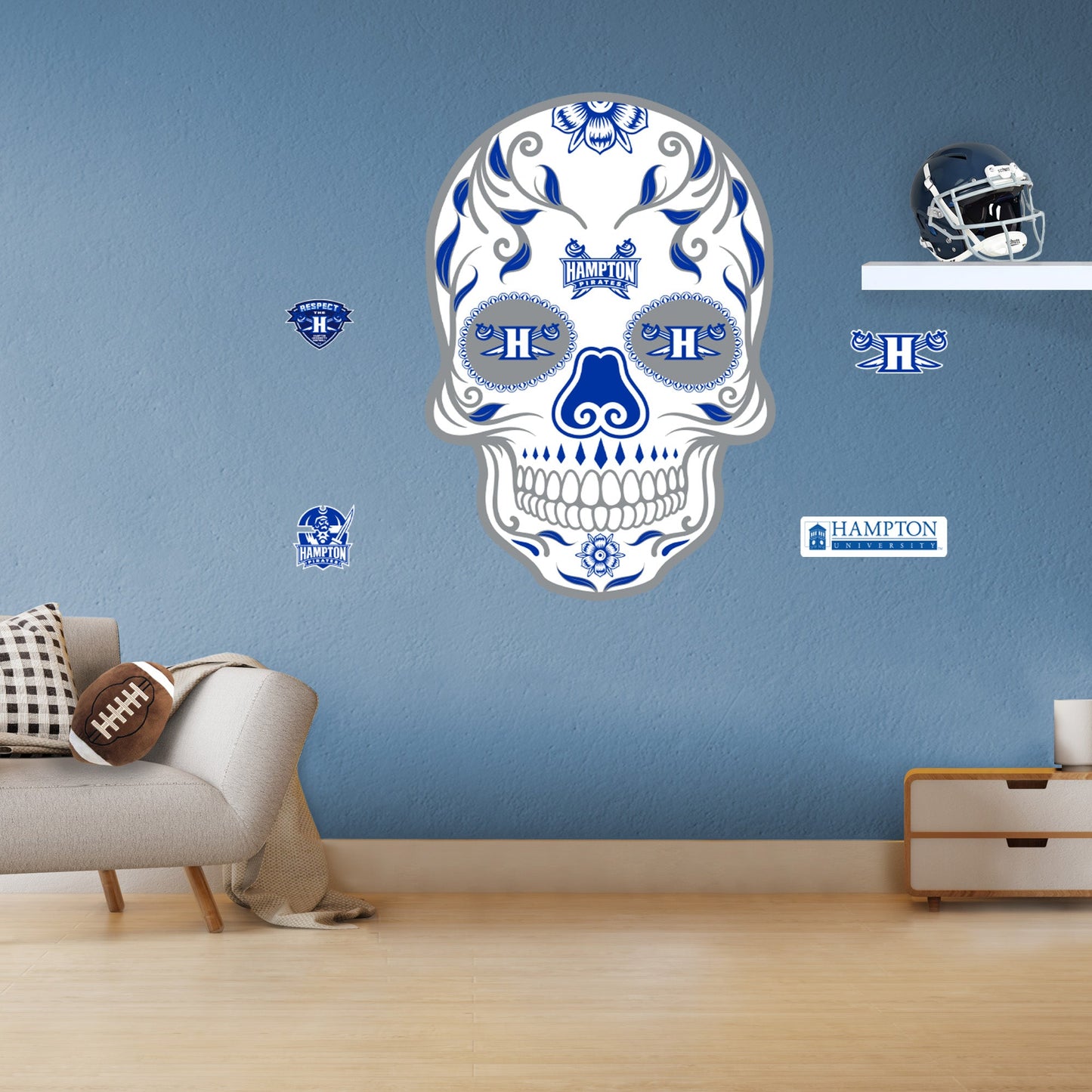 Hampton Pirates: Skull - Officially Licensed NCAA Removable Adhesive Decal