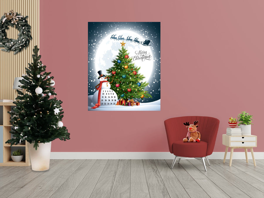 Christmas: Counting with Snowman Calendar Dry Erase - Removable Adhesive Decal