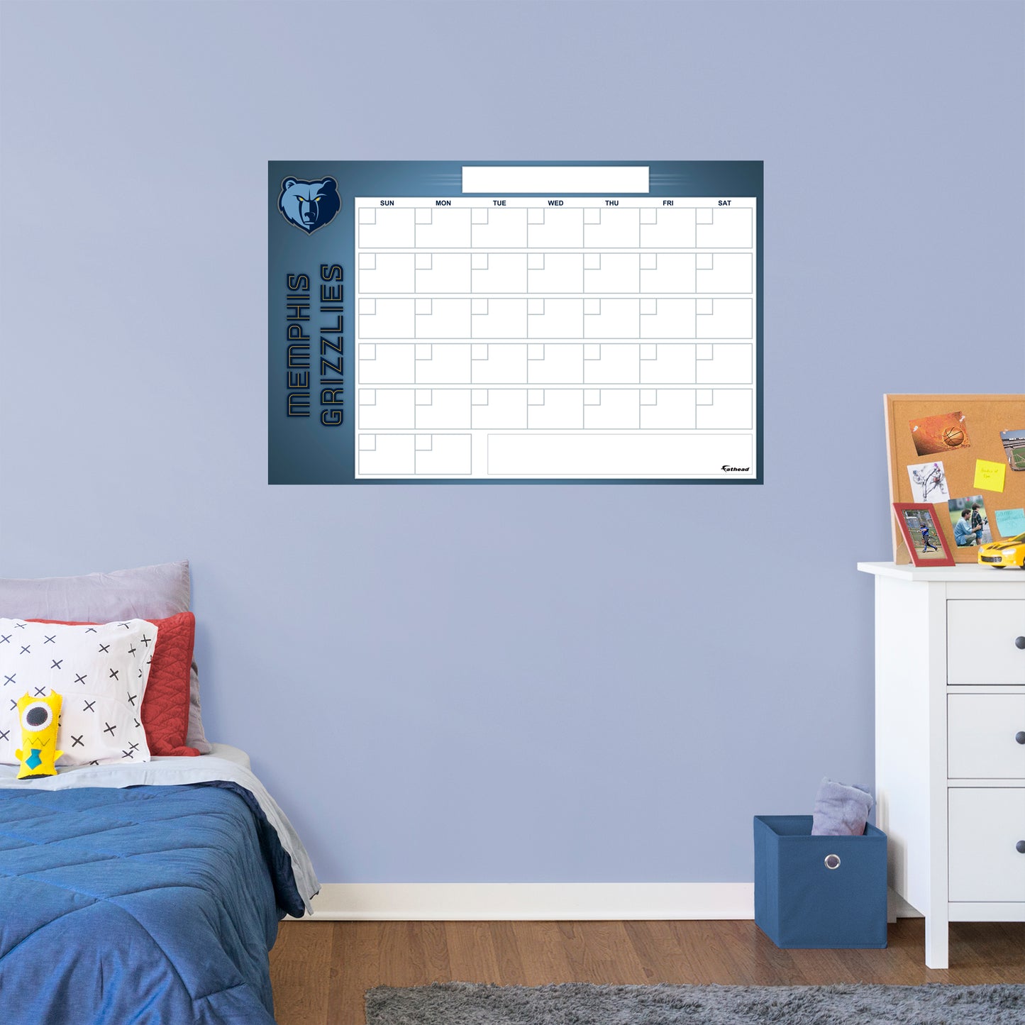 Memphis Grizzlies Dry Erase Calendar  - Officially Licensed NBA Removable Wall Decal