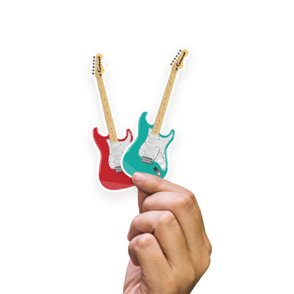 Sheet of 3 -Guitars:  Electric Guitar 3 Minis        -   Removable     Adhesive Decal