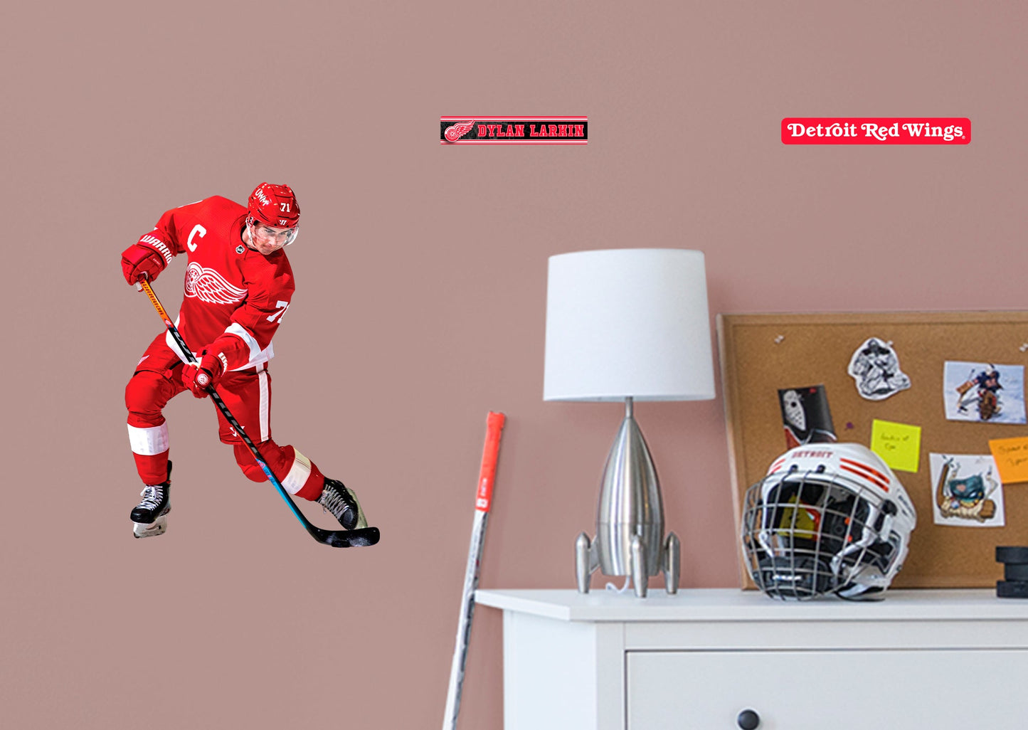 Detroit Red Wings Dylan Larkin         - Officially Licensed NHL Removable Wall   Adhesive Decal