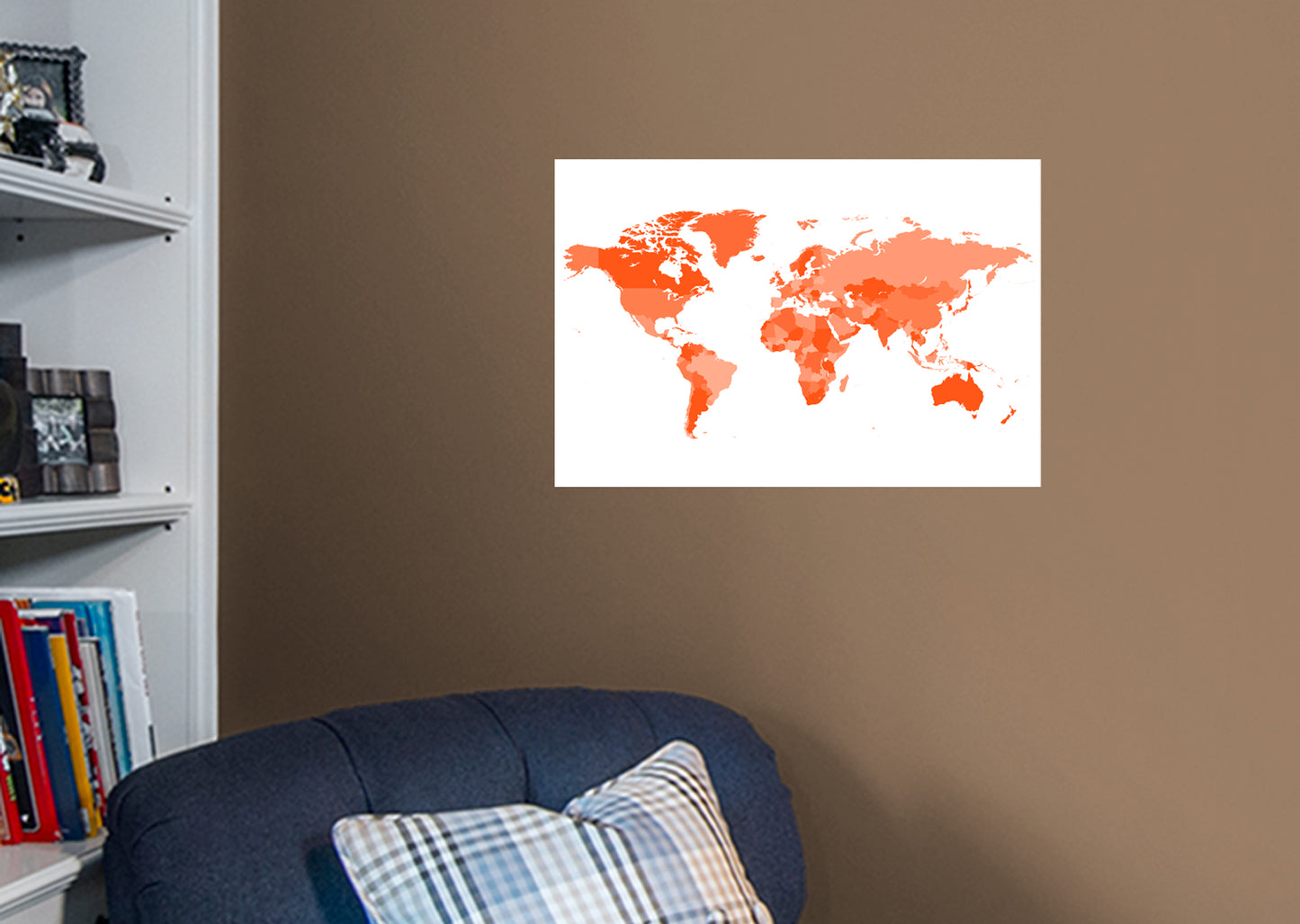 World Maps:  Red Map Mural        -   Removable Wall   Adhesive Decal