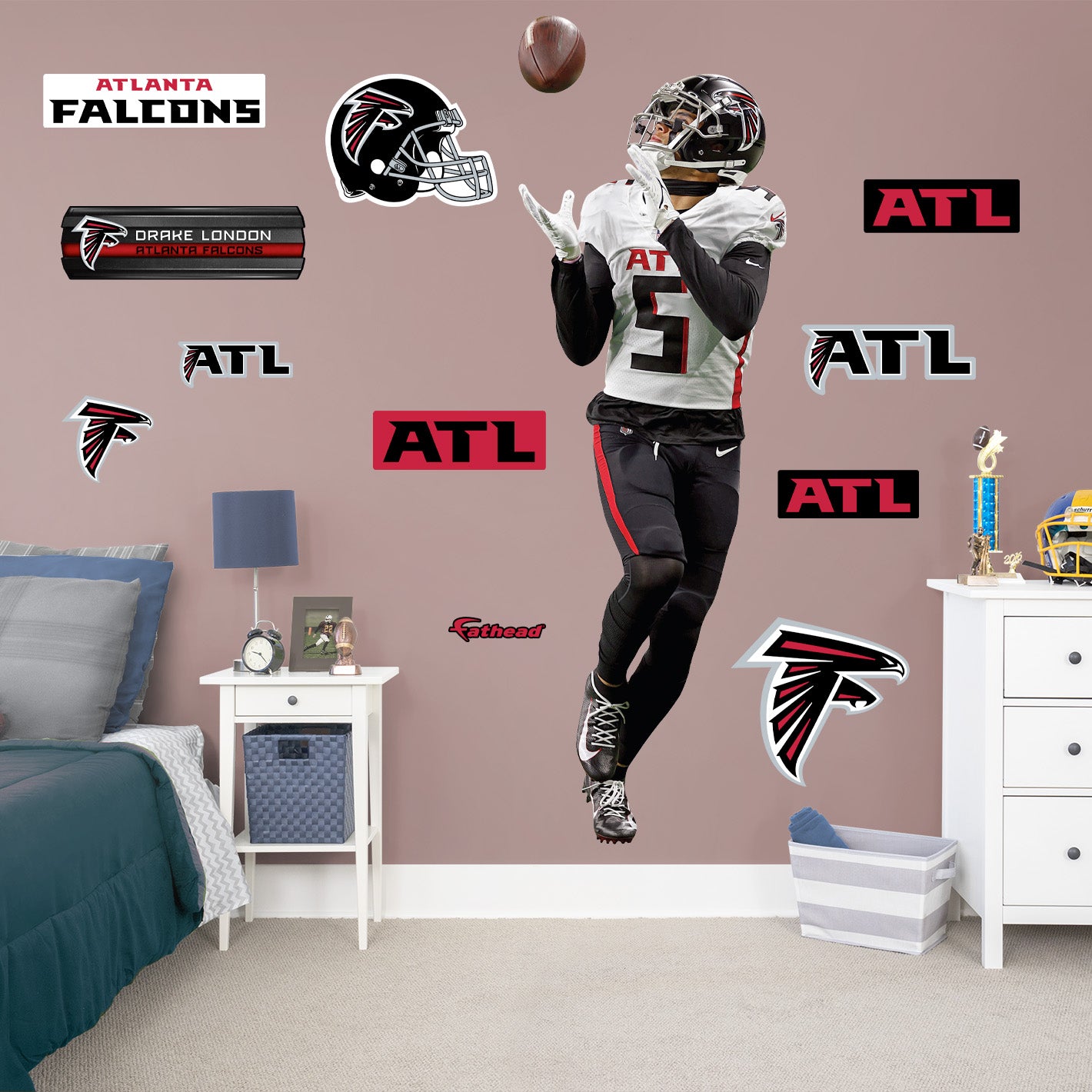 Atlanta Falcons: Drake London         - Officially Licensed NFL Removable     Adhesive Decal