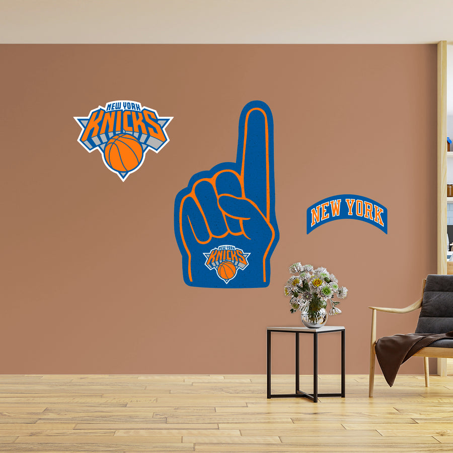 New York Knicks - RealBig Foam Finger Collection - Official NBA - Reusable Vinyl Wall Decals