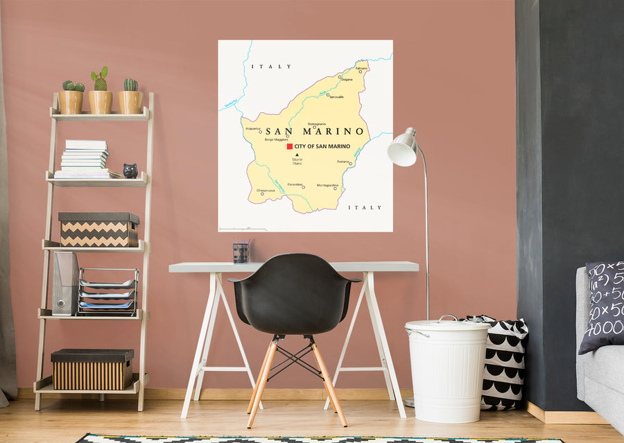 Maps of Europe: San Marino Mural        -   Removable Wall   Adhesive Decal