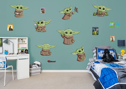 The Mandalorian The Child Cartoon Collection  - Officially Licensed Star Wars Removable Wall Decal