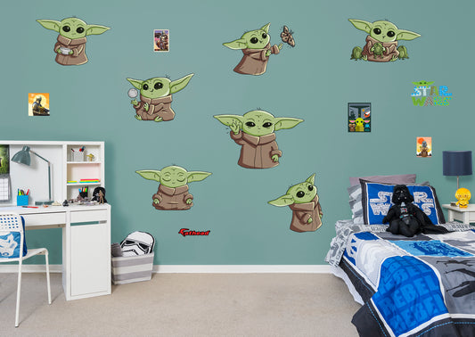 The Mandalorian The Child Cartoon Collection  - Officially Licensed Star Wars Removable Wall Decal
