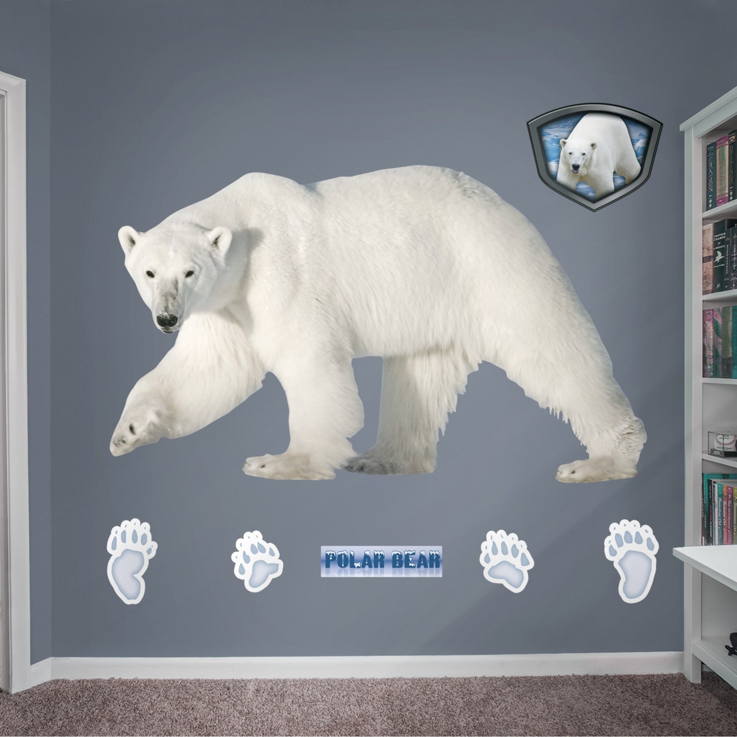 Polar Bear Cub Sitting and Roaring Wall Decal -  –  Wallmonkeys