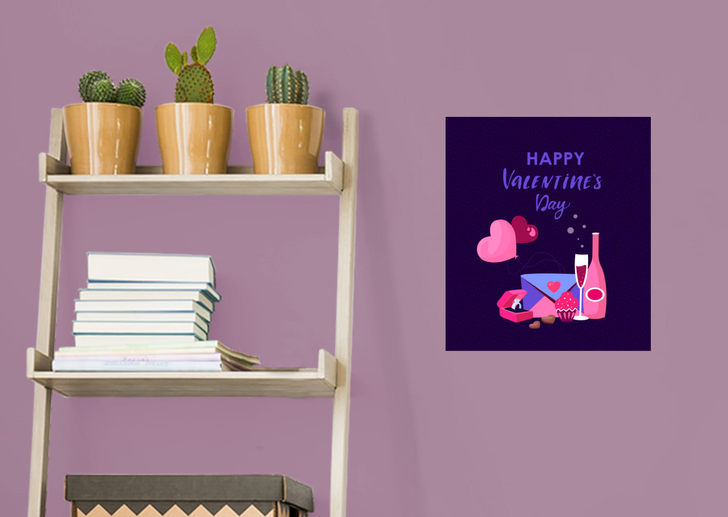 Valentine's Day:  Let's Celebrate Mural        -   Removable     Adhesive Decal