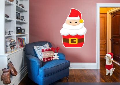 Christmas: Santa Cupcake Icon - Removable Adhesive Decal