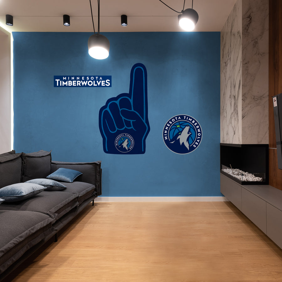 Minnesota Timberwolves - RealBig Foam Finger Collection - Official NBA - Reusable Vinyl Wall Decals