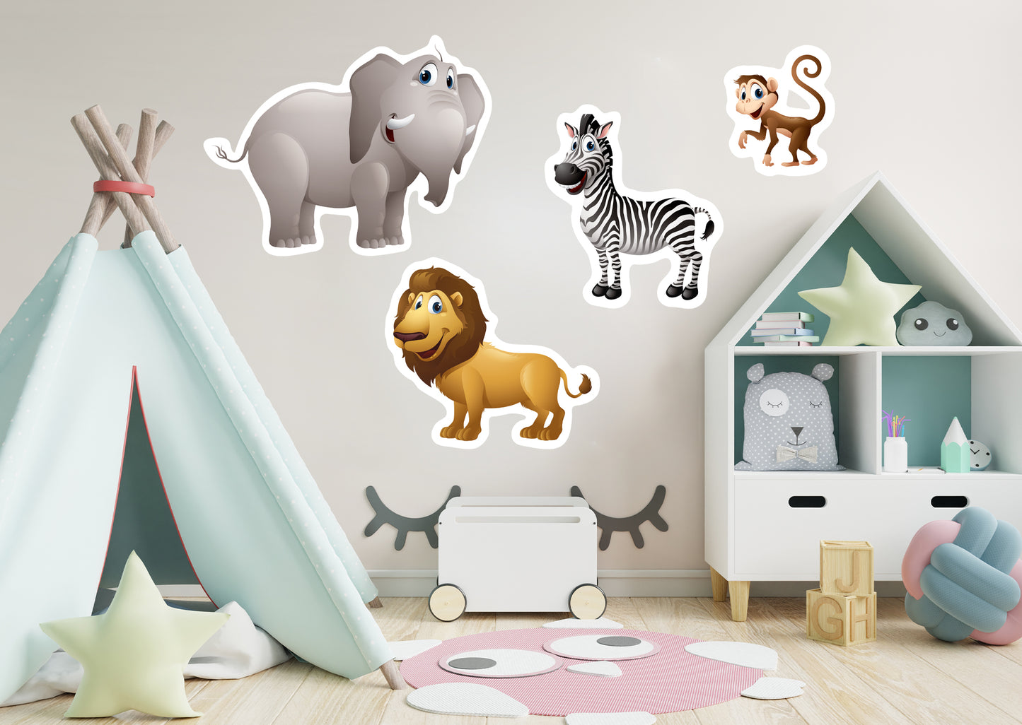 Jungle:  Four Friends Collection        -   Removable Wall   Adhesive Decal