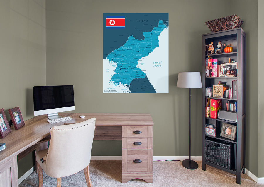 Maps of Asia: North Korea Mural        -   Removable Wall   Adhesive Decal