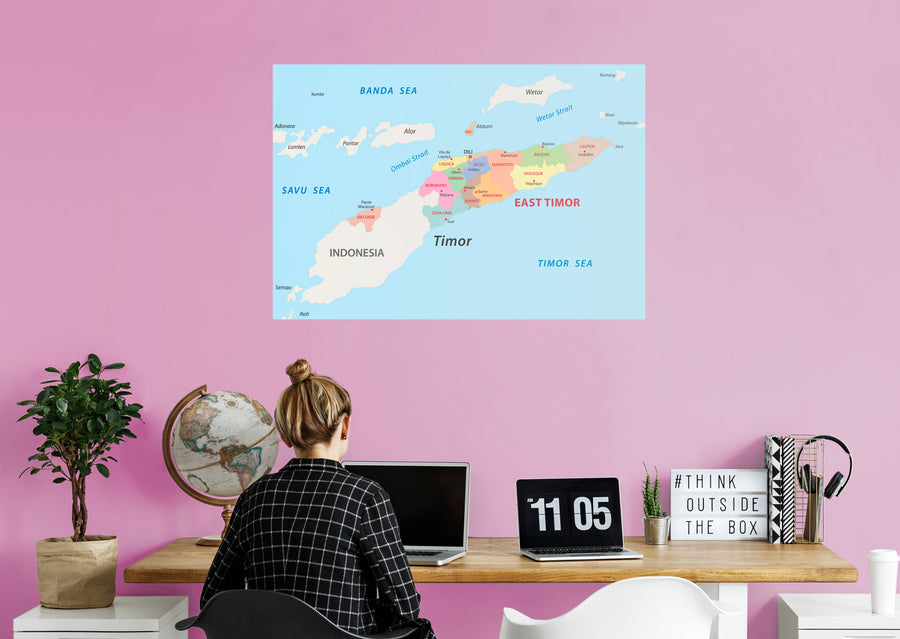Maps of Asia: Timor-Leste Mural        -   Removable Wall   Adhesive Decal