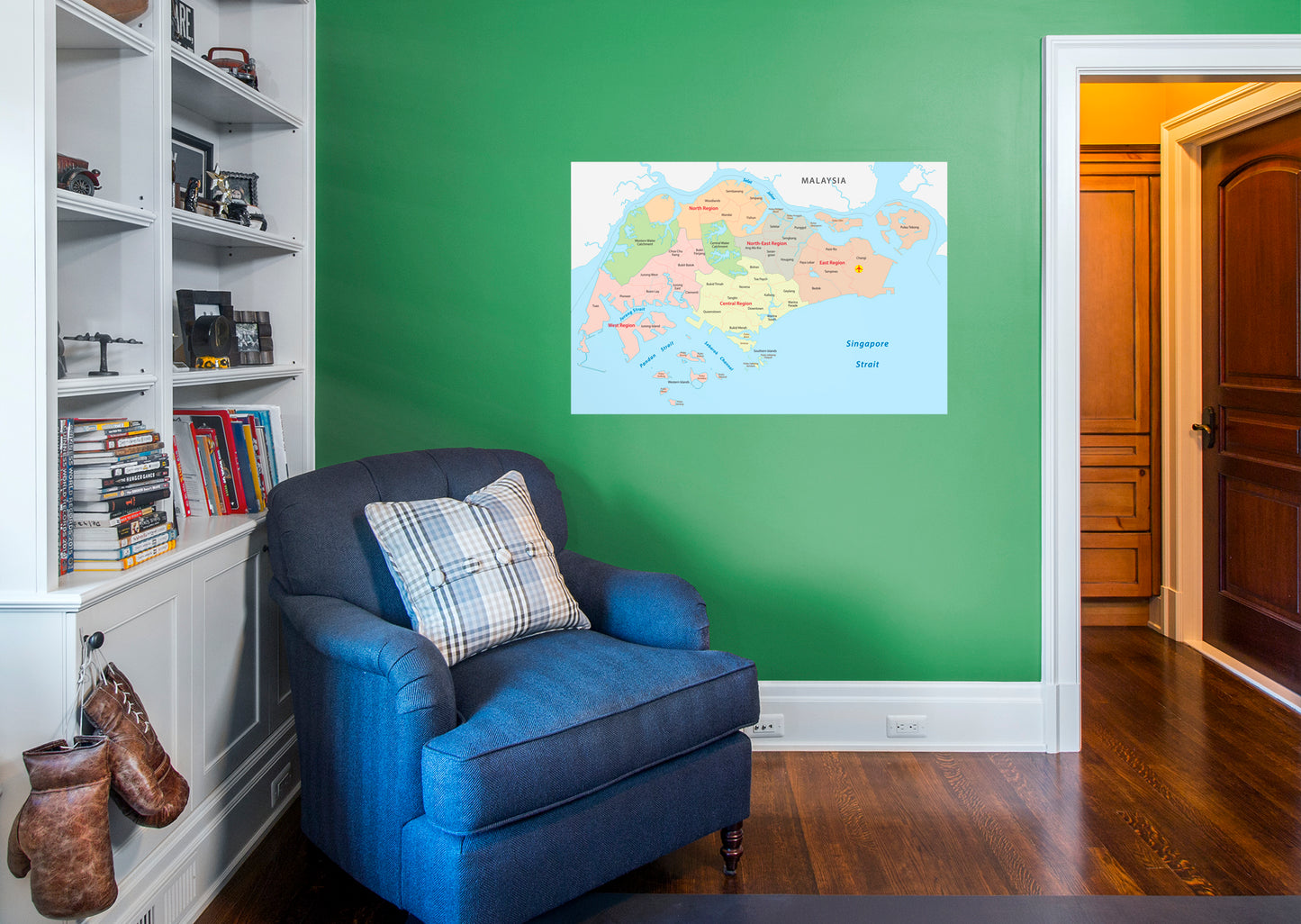 Maps of Asia: Singapore Mural        -   Removable Wall   Adhesive Decal