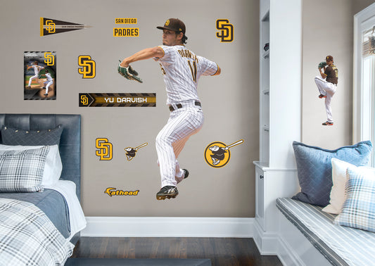 San Diego Padres: Yu Darvish         - Officially Licensed MLB Removable Wall   Adhesive Decal