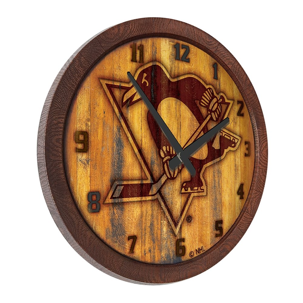 Pittsburgh Penguins: Branded "Faux" Barrel Top Wall Clock - The Fan-Brand