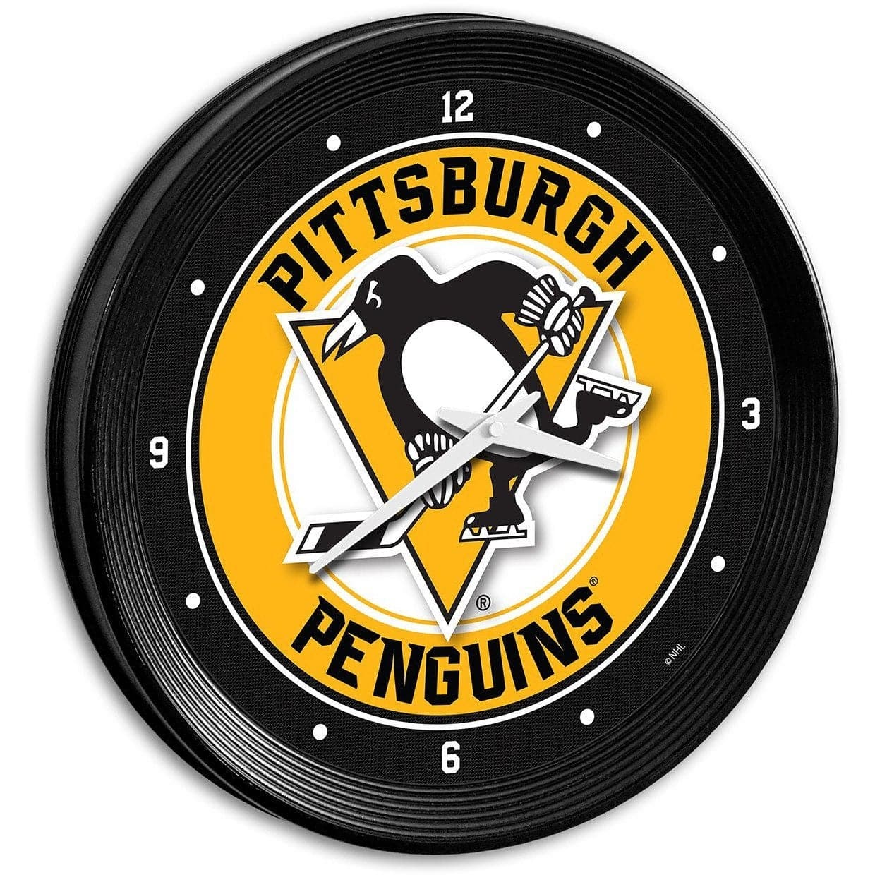 Pittsburgh Penguins: Ribbed Frame Wall Clock - The Fan-Brand