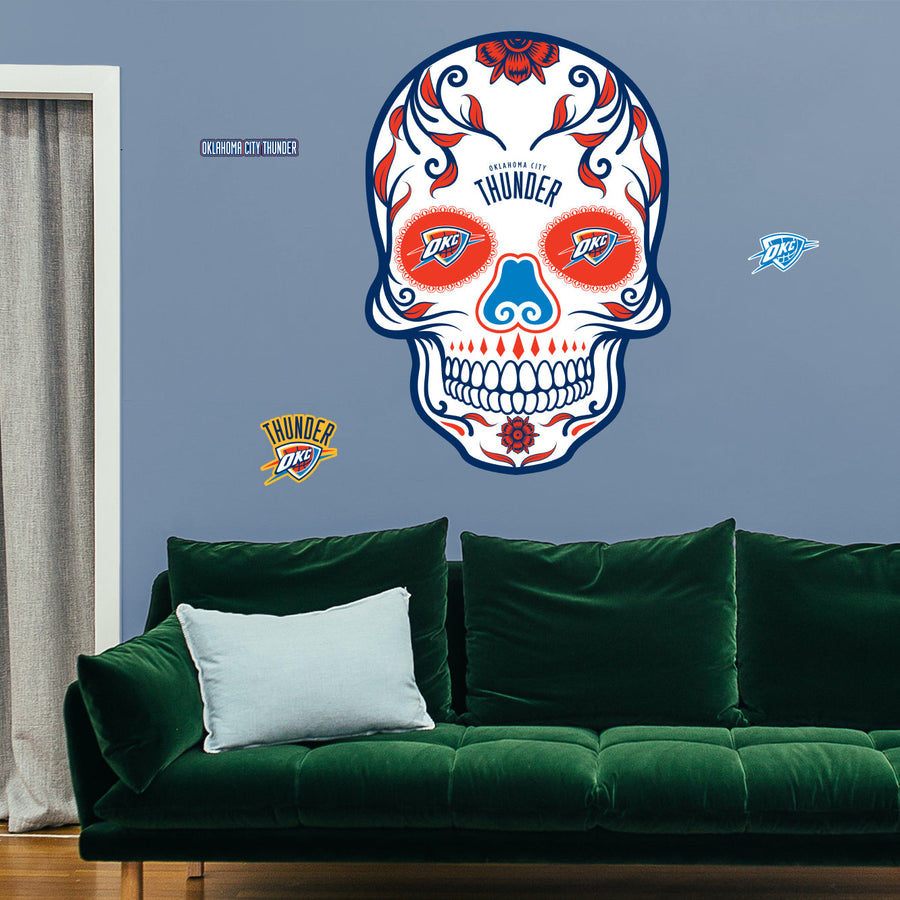 Oklahoma City Thunder - RealBig Sugar Skull Collection - Official NBA - Reusable Vinyl Wall Decals