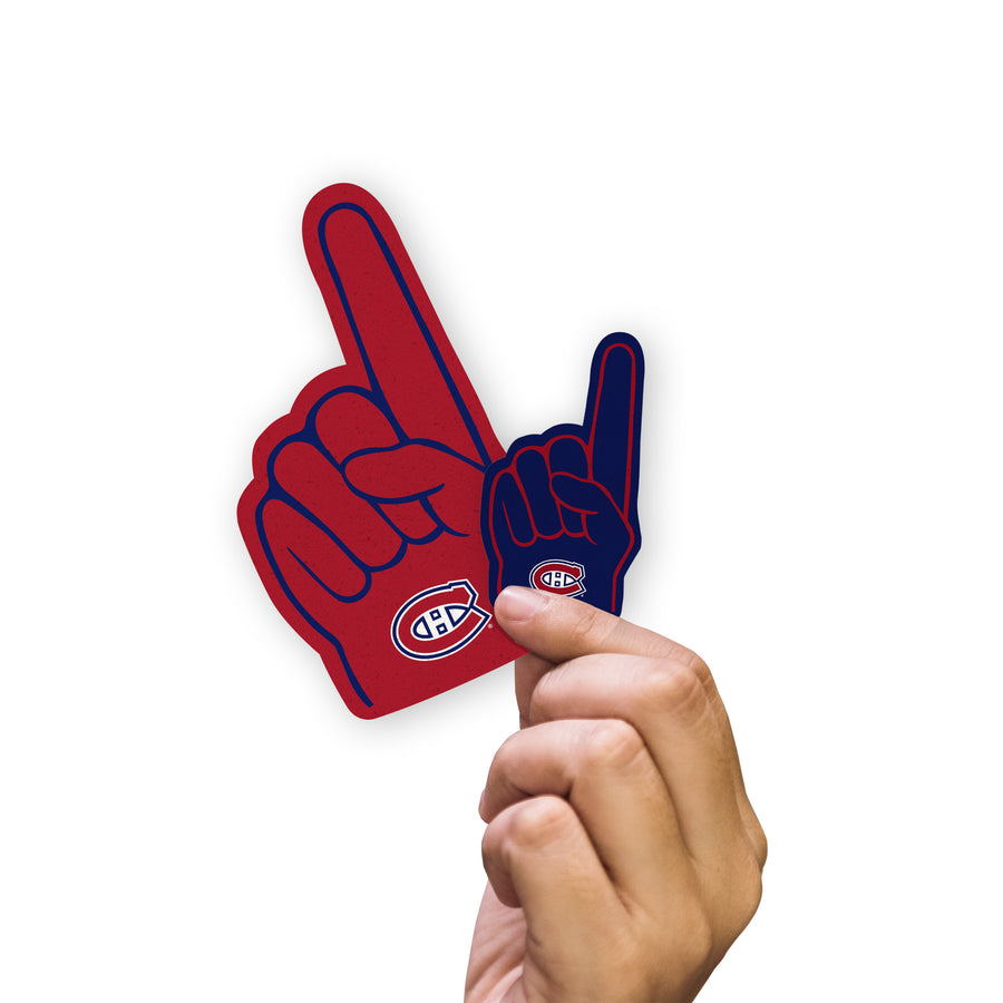 Montreal Canadiens - 4 Foam Finger Minis (Mixed Sizes) - Official NHL - Reusable Vinyl Decals