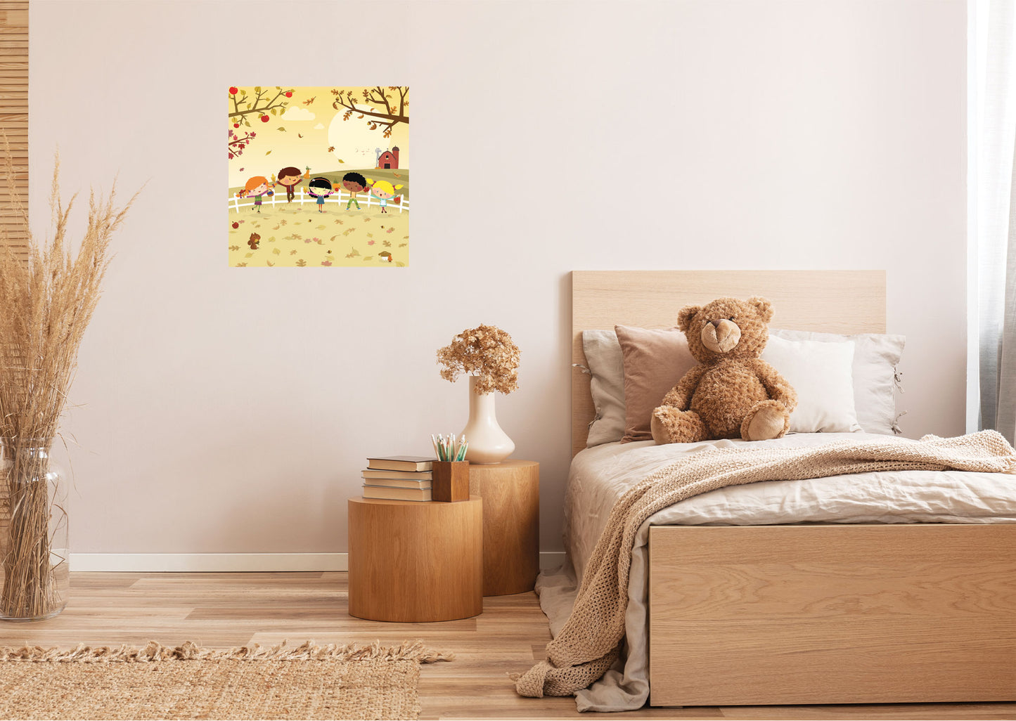Seasons Decor: Autumn Kids in the Garden Mural        -   Removable Wall   Adhesive Decal