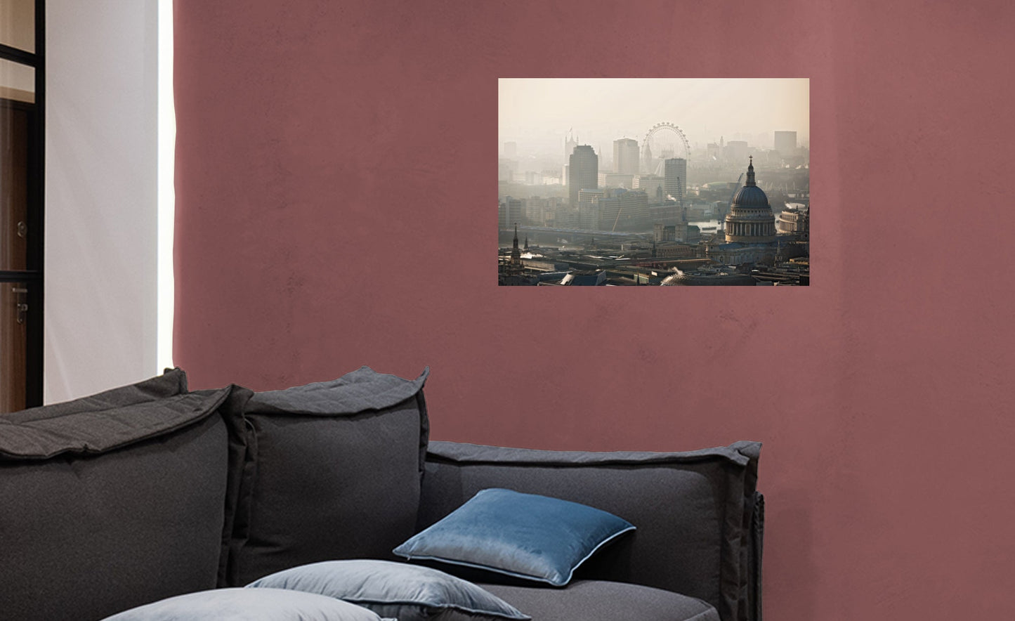 Popular Landmarks: London Realistic Foggy Poster - Removable Adhesive Decal