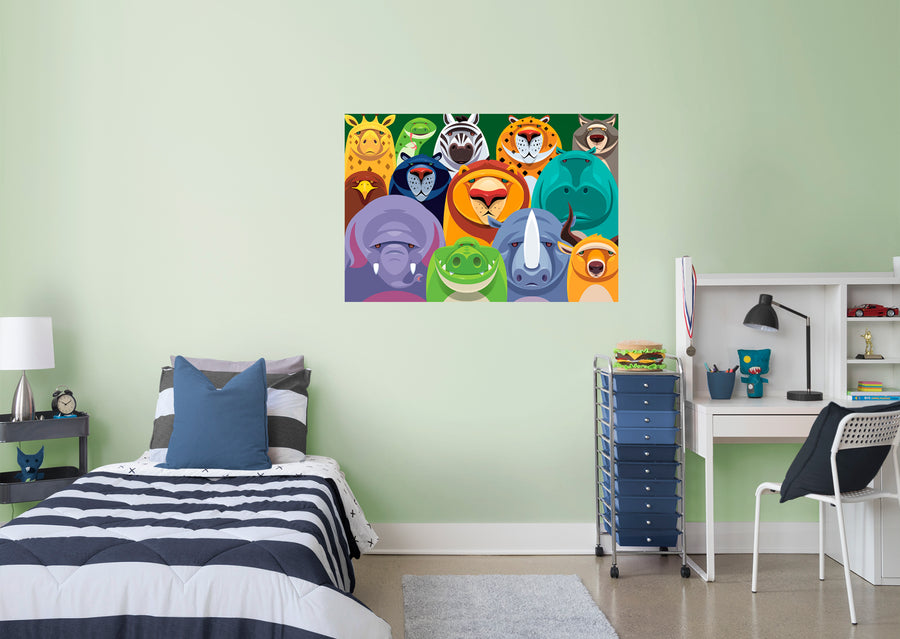 Jungle:  Faces Mural        -   Removable Wall   Adhesive Decal