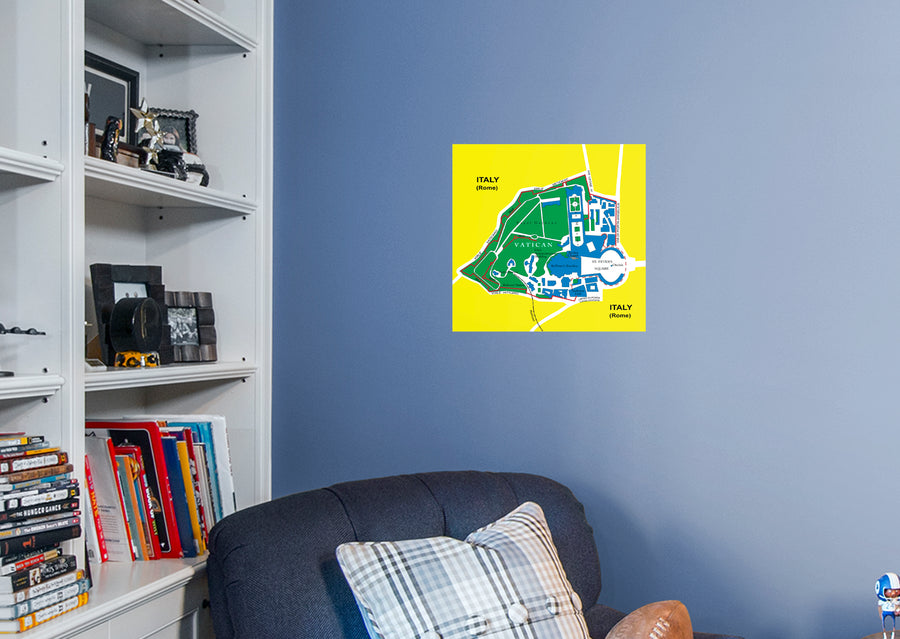 Maps of Europe: Vatican Mural        -   Removable Wall   Adhesive Decal
