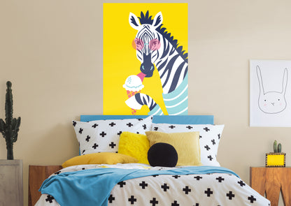 Jungle: Zebra Mural        -   Removable Wall   Adhesive Decal