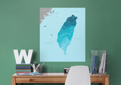 Maps of Asia: Taiwan Mural        -   Removable Wall   Adhesive Decal