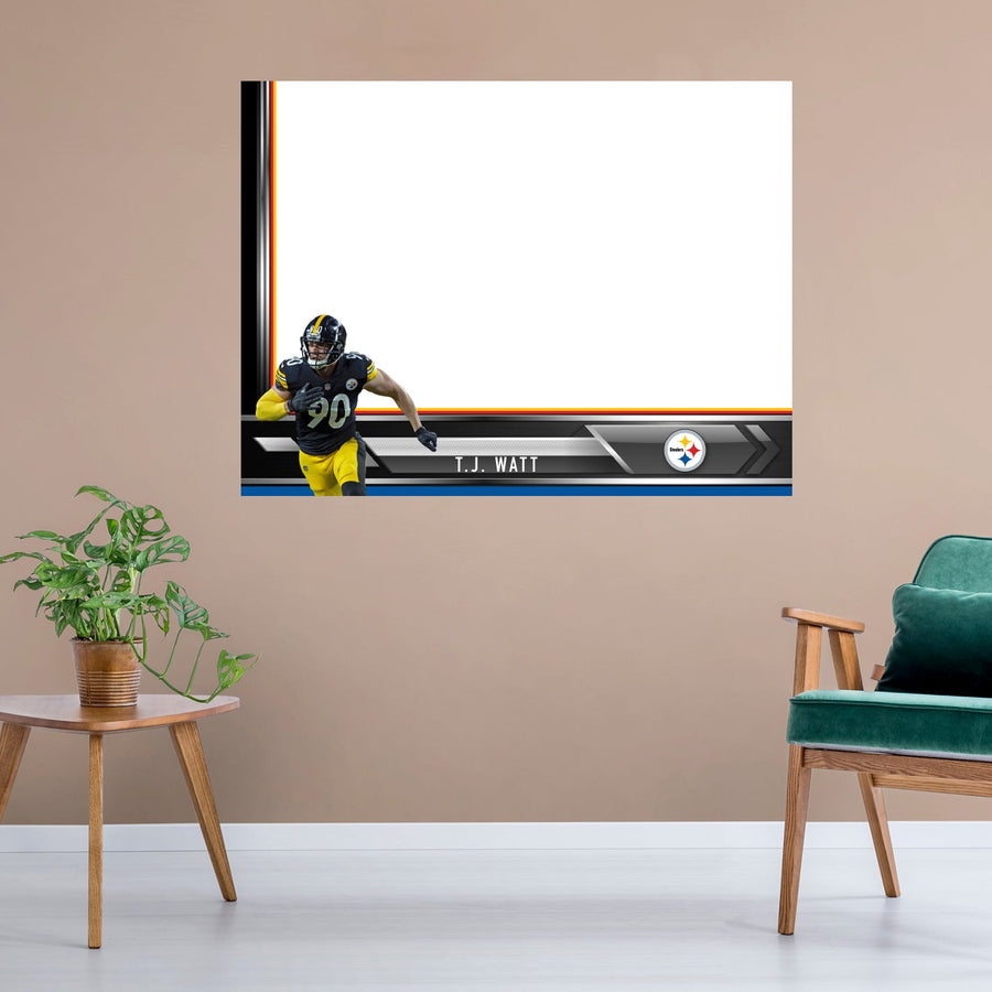 Pittsburgh Steelers - T.J. Watt - Dry Erase Whiteboard - Official NFL - Reusable Vinyl Wall Decal