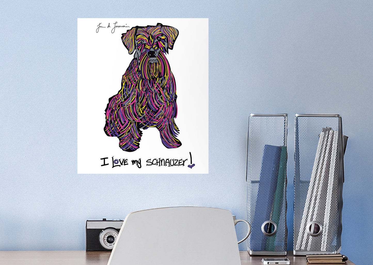 Dream Big Art:  I Love My Schnauzer Mural        - Officially Licensed Juan de Lascurain Removable Wall   Adhesive Decal