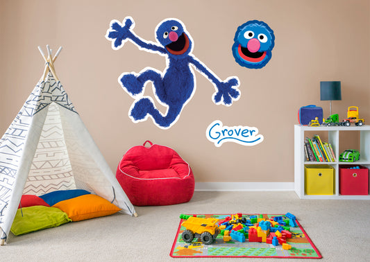 Grover RealBig        - Officially Licensed Sesame Street Removable     Adhesive Decal