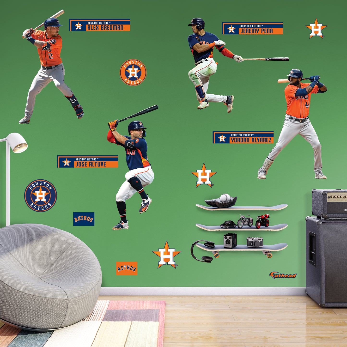 Houston Astros: José Altuve, Yordan Álvarez, Alex Bregman and Jeremy Peña Team Collection - Officially Licensed MLB Removable Adhesive Decal