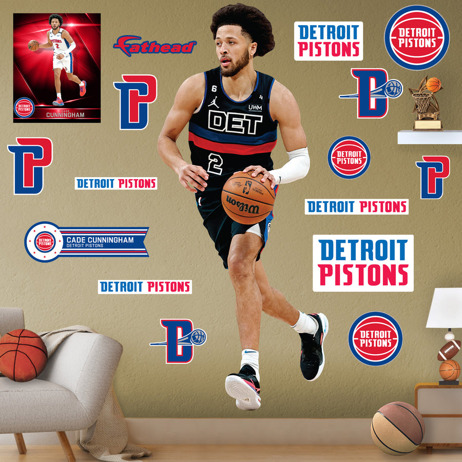 Cade Cunningham - RealBig City Jersey Collection - Official NBA - Detroit Pistons - Reusable Vinyl Wall Decals #1