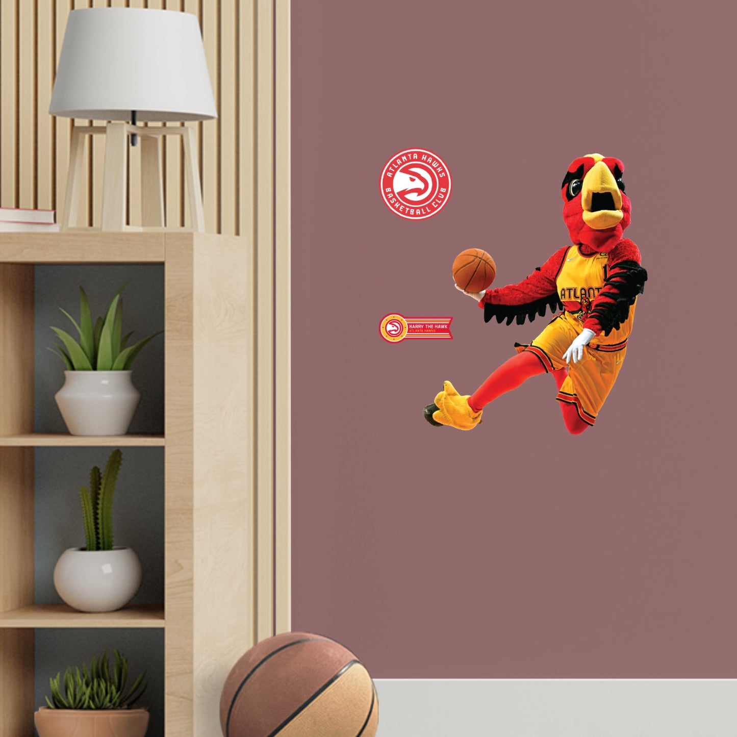 Atlanta Hawks: Harry the Hawk Mascot - Officially Licensed NBA Removable Adhesive Decal