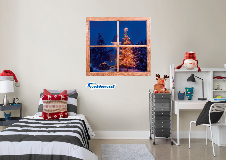 Christmas:  Decorated Tree Instant Windows        -   Removable     Adhesive Decal