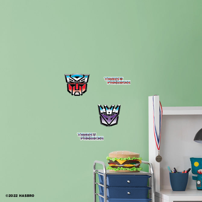 Chrome Logos - Transformers Classic - RealBig Collection - Official Hasbro - Reusable Vinyl Wall Decals