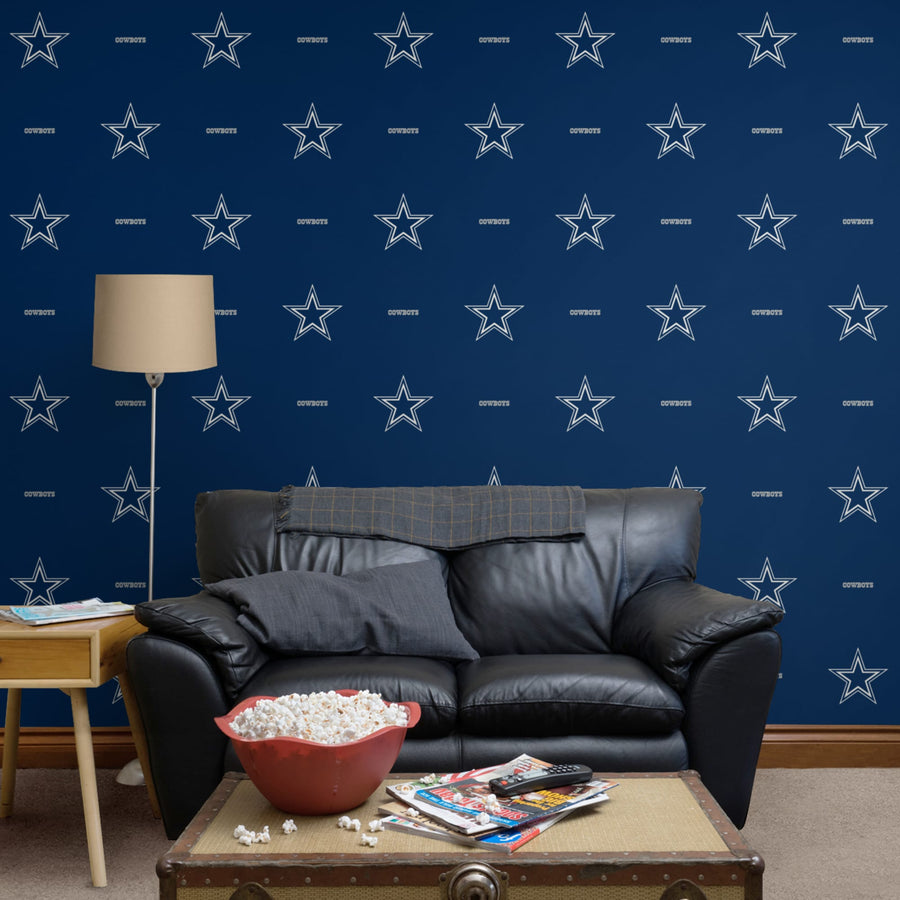 Dallas Cowboys (Blue) - Line Pattern - Peel & Stick Wallpaper - Official NFL - Reusable Vinyl Wall Decals