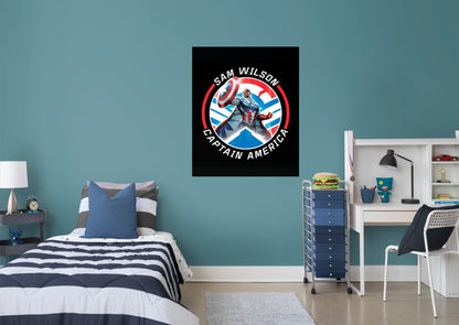 Avengers: Captain America (Sam Wilson) Distressed Badge Mural        - Officially Licensed Marvel Removable Wall   Adhesive Decal